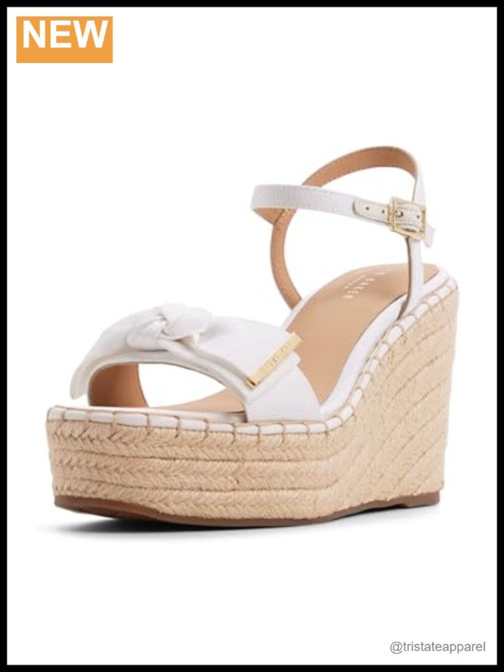 Ted Baker Gia Bow Wedge Sandal Textile Slingback Square Open Toe